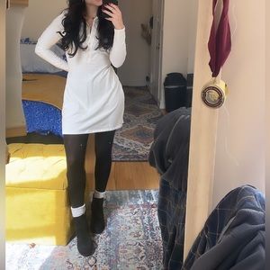 Reformation button casual cream dress